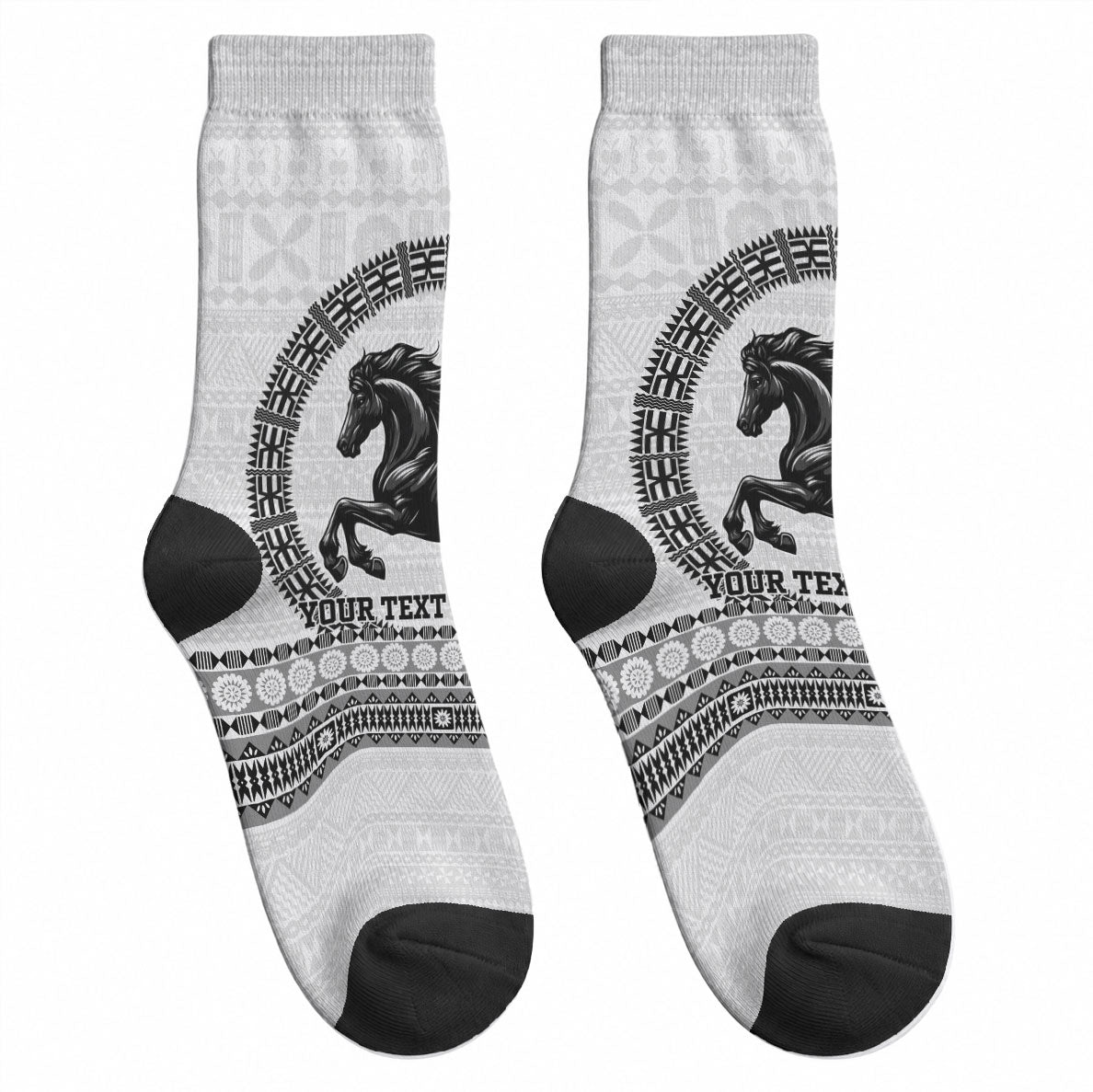 Fiji Nadroga Rugby Personalised Crew Socks Go Stallions Fijian Tapa LT14 - Polynesian Pride