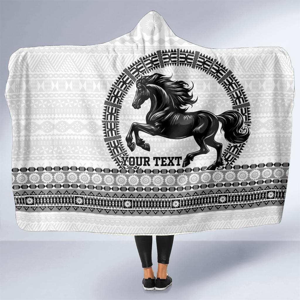 Fiji Nadroga Rugby Personalised Hooded Blanket Go Stallions Fijian Tapa LT14 One Size White - Polynesian Pride
