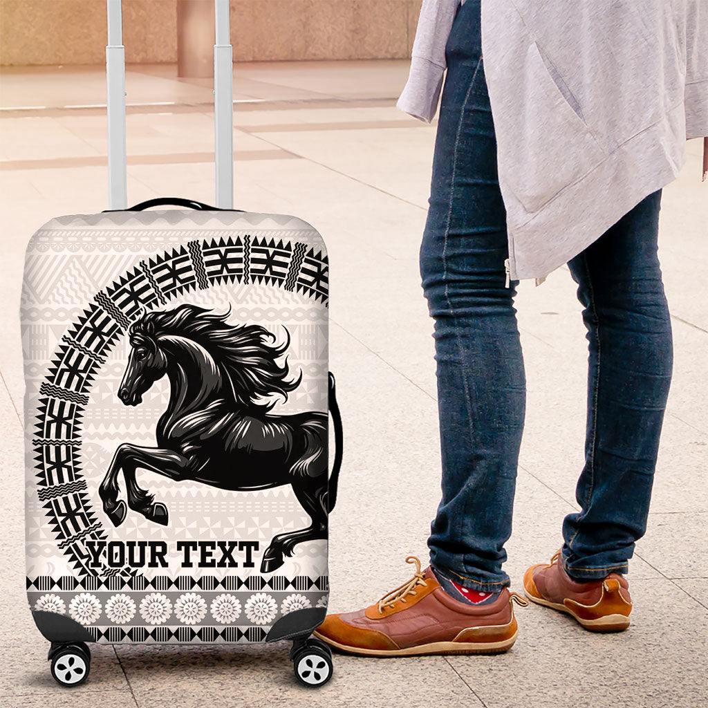 Fiji Nadroga Rugby Personalised Luggage Cover Go Stallions Fijian Tapa LT14 White - Polynesian Pride