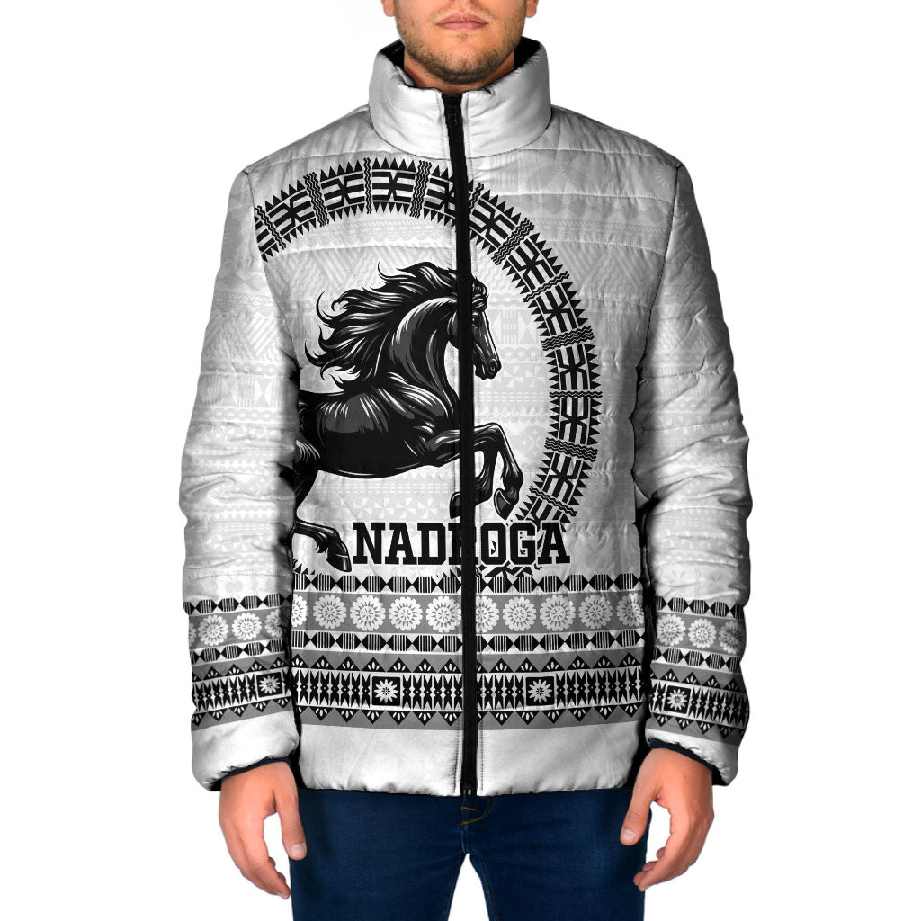 Fiji Nadroga Rugby Personalised Padded Jacket Go Stallions Fijian Tapa LT14 Men White - Polynesian Pride