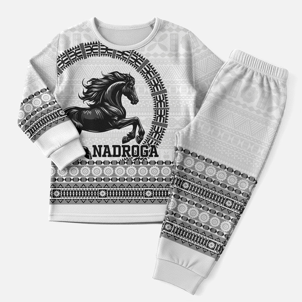 Fiji Nadroga Rugby Personalised Christmas Pajama Set Go Stallions Fijian Tapa LT14 Men White - Polynesian Pride