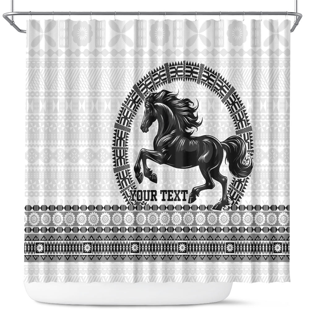 Fiji Nadroga Rugby Personalised Shower Curtain Go Stallions Fijian Tapa LT14 White - Polynesian Pride