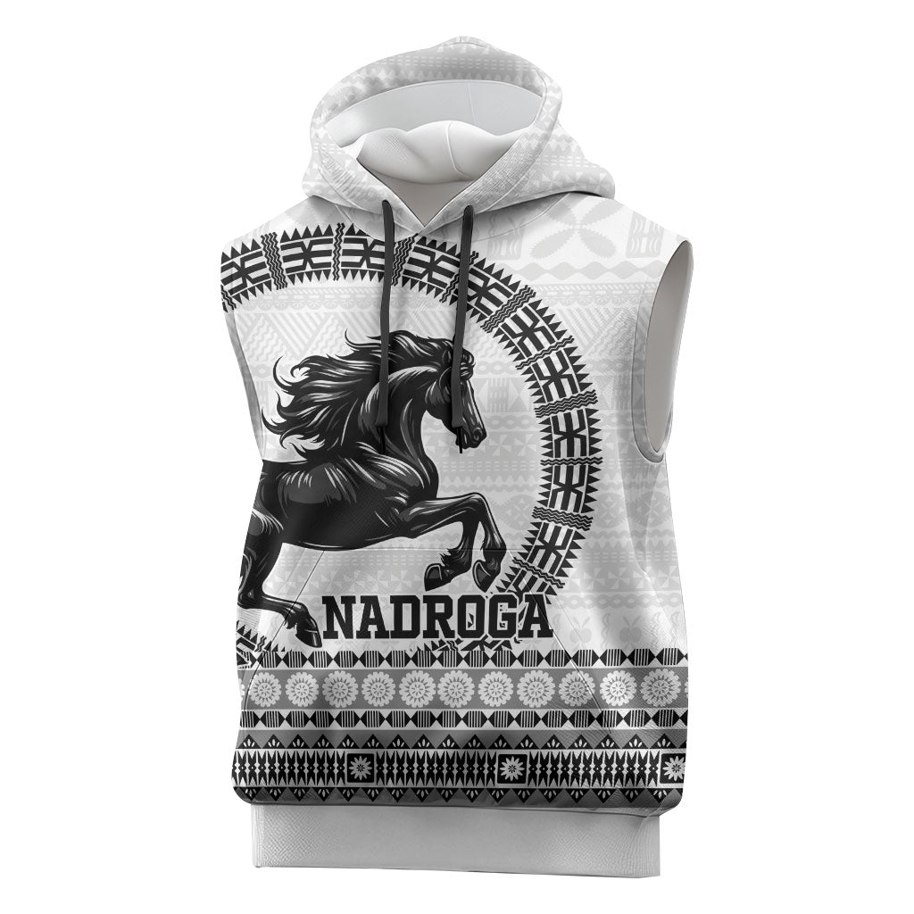 Fiji Nadroga Rugby Personalised Sleeveless Hoodie Go Stallions Fijian Tapa LT14 White - Polynesian Pride