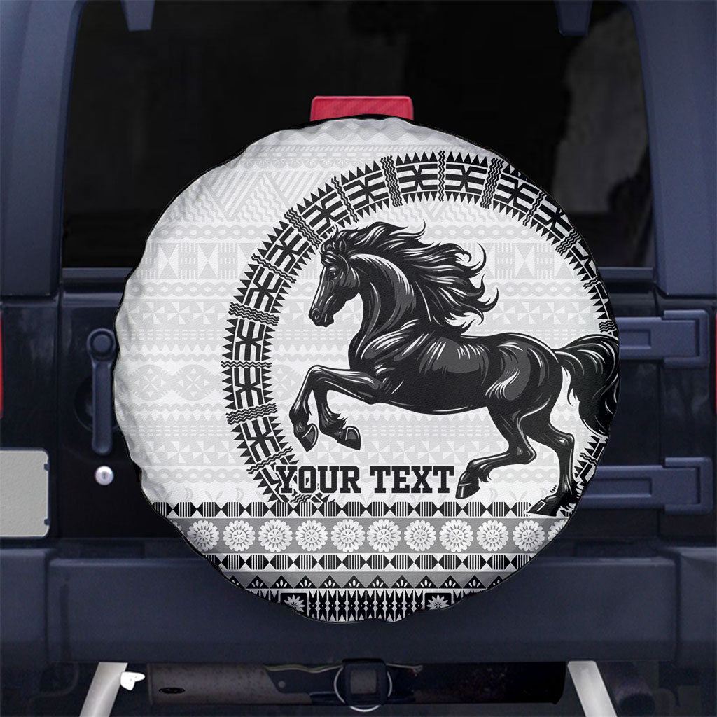 Fiji Nadroga Rugby Personalised Spare Tire Cover Go Stallions Fijian Tapa LT14 No hole White - Polynesian Pride