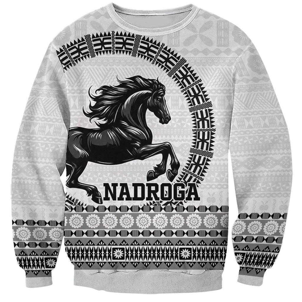 Fiji Nadroga Rugby Personalised Sweatshirt Go Stallions Fijian Tapa LT14 Unisex White - Polynesian Pride
