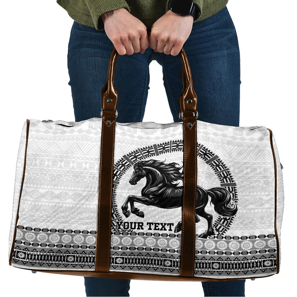 Fiji Nadroga Rugby Personalised Travel Bag Go Stallions Fijian Tapa LT14 White - Polynesian Pride