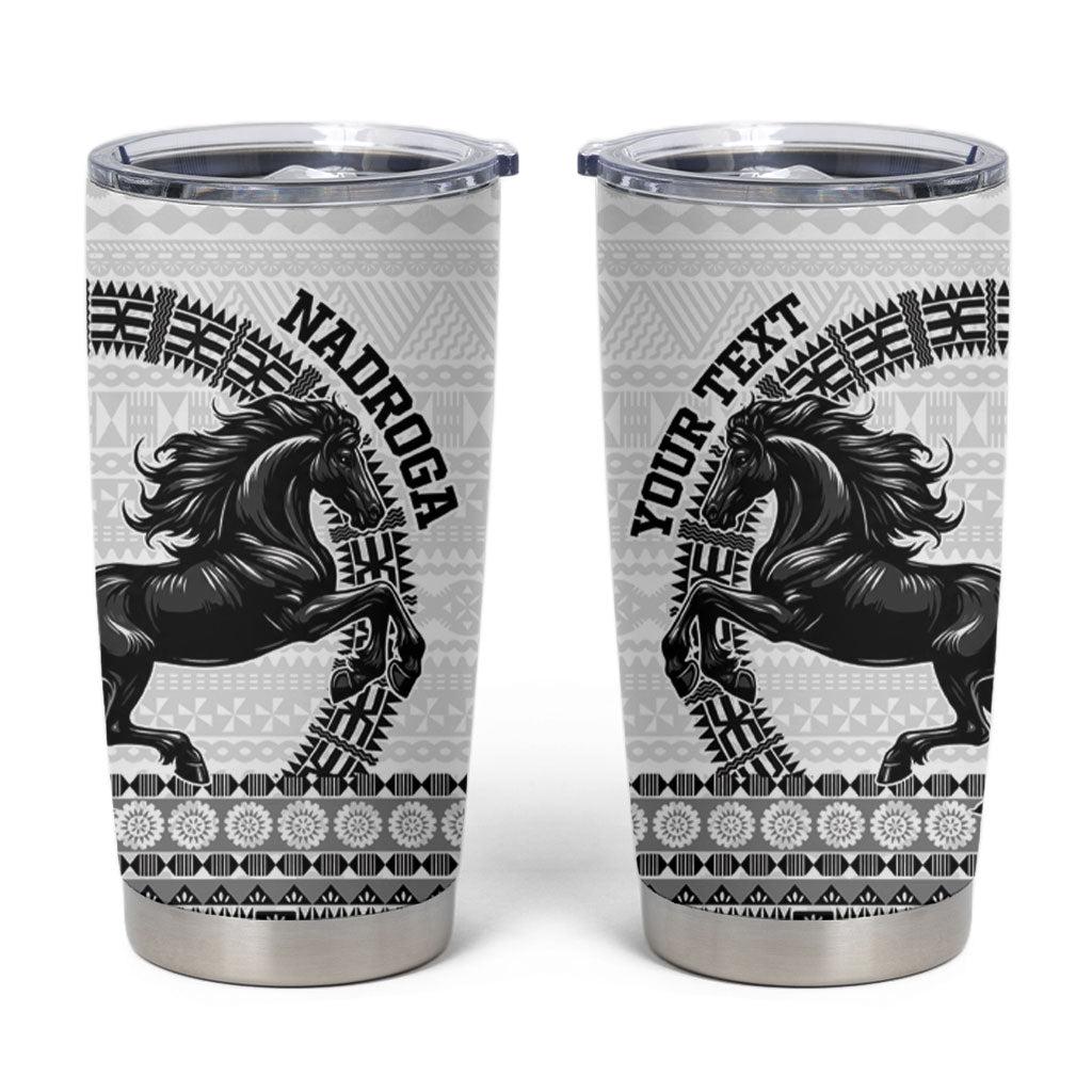Fiji Nadroga Rugby Personalised Tumbler Cup Go Stallions Fijian Tapa LT14 White - Polynesian Pride