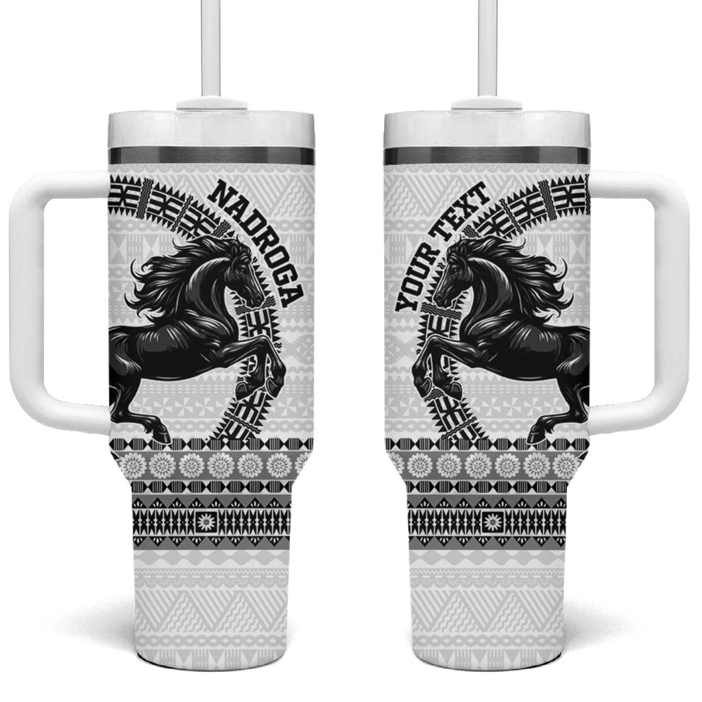 Fiji Nadroga Rugby Personalised Tumbler With Handle Go Stallions Fijian Tapa LT14 One Size: 40 oz White - Polynesian Pride