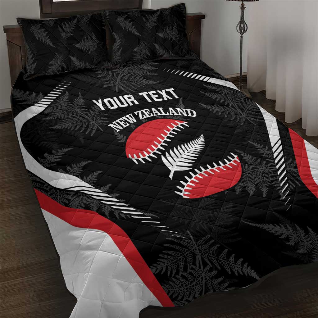 Custom New Zealand Silver Fern Softball Quilt Bed Set Go Aotearoa LT14 Black - Polynesian Pride