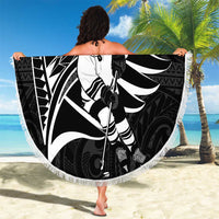 Custom Aotearoa Ice Hockey Beach Blanket NZ Tiki Mascot - Maori Pattern LT14 - Polynesian Pride