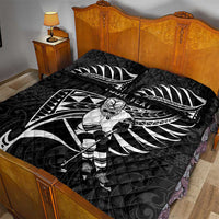 Custom Aotearoa Ice Hockey Quilt Bed Set NZ Tiki Mascot - Maori Pattern LT14 - Polynesian Pride
