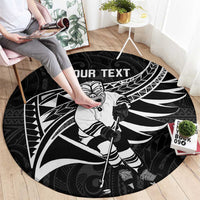 Custom Aotearoa Ice Hockey Round Carpet NZ Tiki Mascot - Maori Pattern LT14 - Polynesian Pride