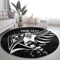 Custom Aotearoa Ice Hockey Round Carpet NZ Tiki Mascot - Maori Pattern LT14 - Polynesian Pride