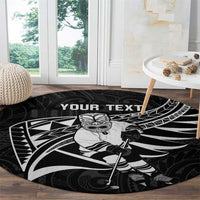Custom Aotearoa Ice Hockey Round Carpet NZ Tiki Mascot - Maori Pattern LT14 - Polynesian Pride