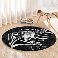Custom Aotearoa Ice Hockey Round Carpet NZ Tiki Mascot - Maori Pattern LT14 - Polynesian Pride
