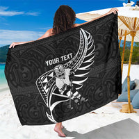 Custom Aotearoa Ice Hockey Sarong NZ Tiki Mascot - Maori Pattern LT14 One Size 44 x 66 inches Black - Polynesian Pride