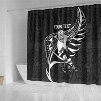 Custom Aotearoa Ice Hockey Shower Curtain NZ Tiki Mascot - Maori Pattern LT14 - Polynesian Pride