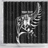 Custom Aotearoa Ice Hockey Shower Curtain NZ Tiki Mascot - Maori Pattern LT14 - Polynesian Pride