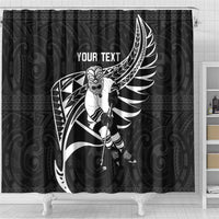 Custom Aotearoa Ice Hockey Shower Curtain NZ Tiki Mascot - Maori Pattern LT14 - Polynesian Pride