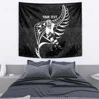 Custom Aotearoa Ice Hockey Tapestry NZ Tiki Mascot - Maori Pattern LT14 - Polynesian Pride