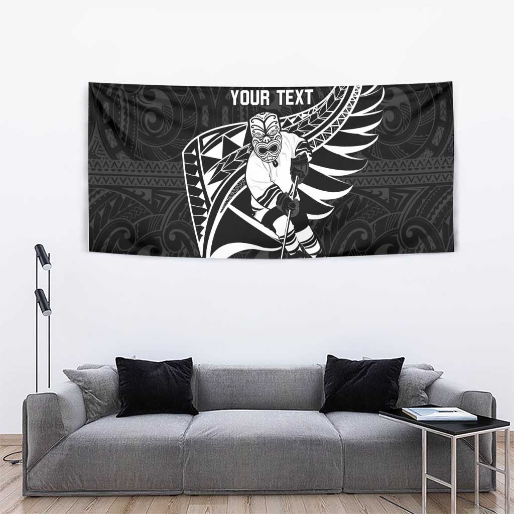 Custom Aotearoa Ice Hockey Tapestry NZ Tiki Mascot - Maori Pattern LT14 - Polynesian Pride