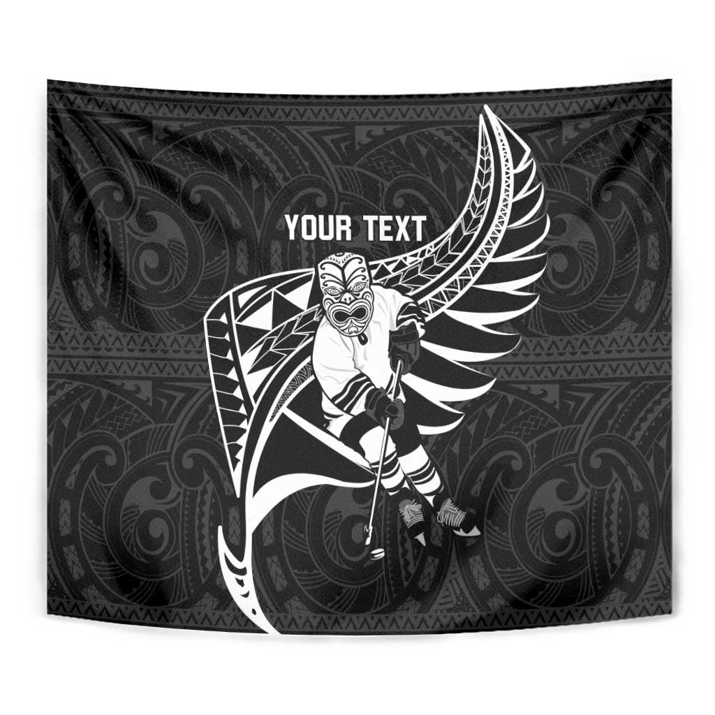 Custom Aotearoa Ice Hockey Tapestry NZ Tiki Mascot - Maori Pattern LT14 - Polynesian Pride