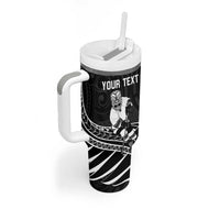 Personalised Aotearoa Ice Hockey Tumbler With Handle NZ Tiki Mascot - Maori Pattern LT14 - Polynesian Pride