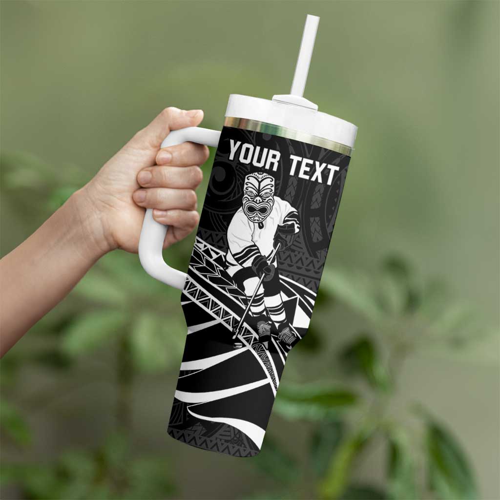 Personalised Aotearoa Ice Hockey Tumbler With Handle NZ Tiki Mascot - Maori Pattern LT14 - Polynesian Pride