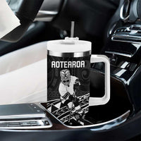 Personalised Aotearoa Ice Hockey Tumbler With Handle NZ Tiki Mascot - Maori Pattern LT14 - Polynesian Pride