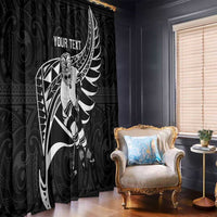 Custom Aotearoa Ice Hockey Window Curtain NZ Tiki Mascot - Maori Pattern LT14 - Polynesian Pride