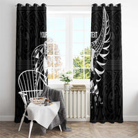 Custom Aotearoa Ice Hockey Window Curtain NZ Tiki Mascot - Maori Pattern LT14 - Polynesian Pride