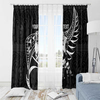 Custom Aotearoa Ice Hockey Window Curtain NZ Tiki Mascot - Maori Pattern LT14 - Polynesian Pride