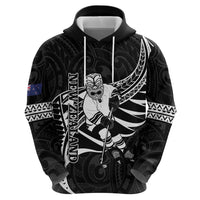 Custom Aotearoa Ice Hockey Zip Hoodie NZ Tiki Mascot - Maori Pattern LT14 - Polynesian Pride