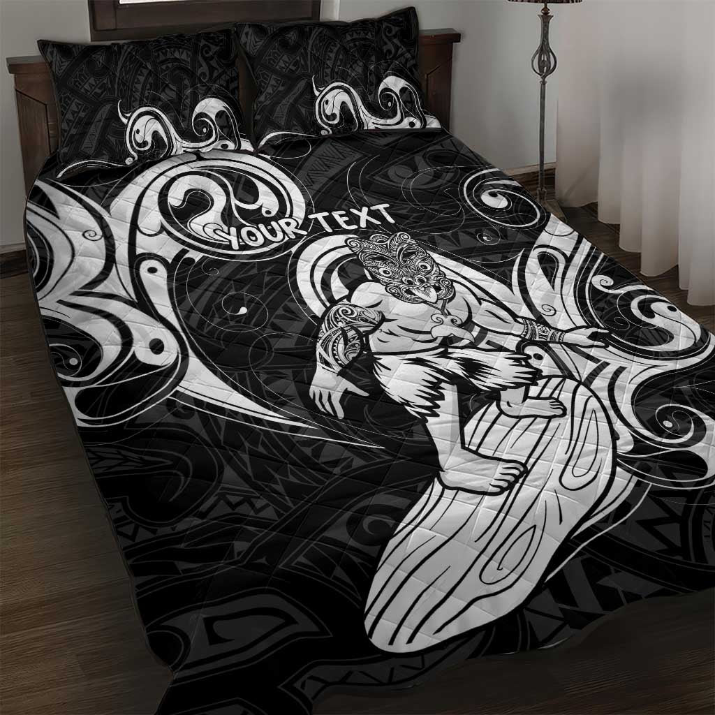 Personalised New Zealand Surfing Quilt Bed Set Aotearoa Maori Tiki Haka