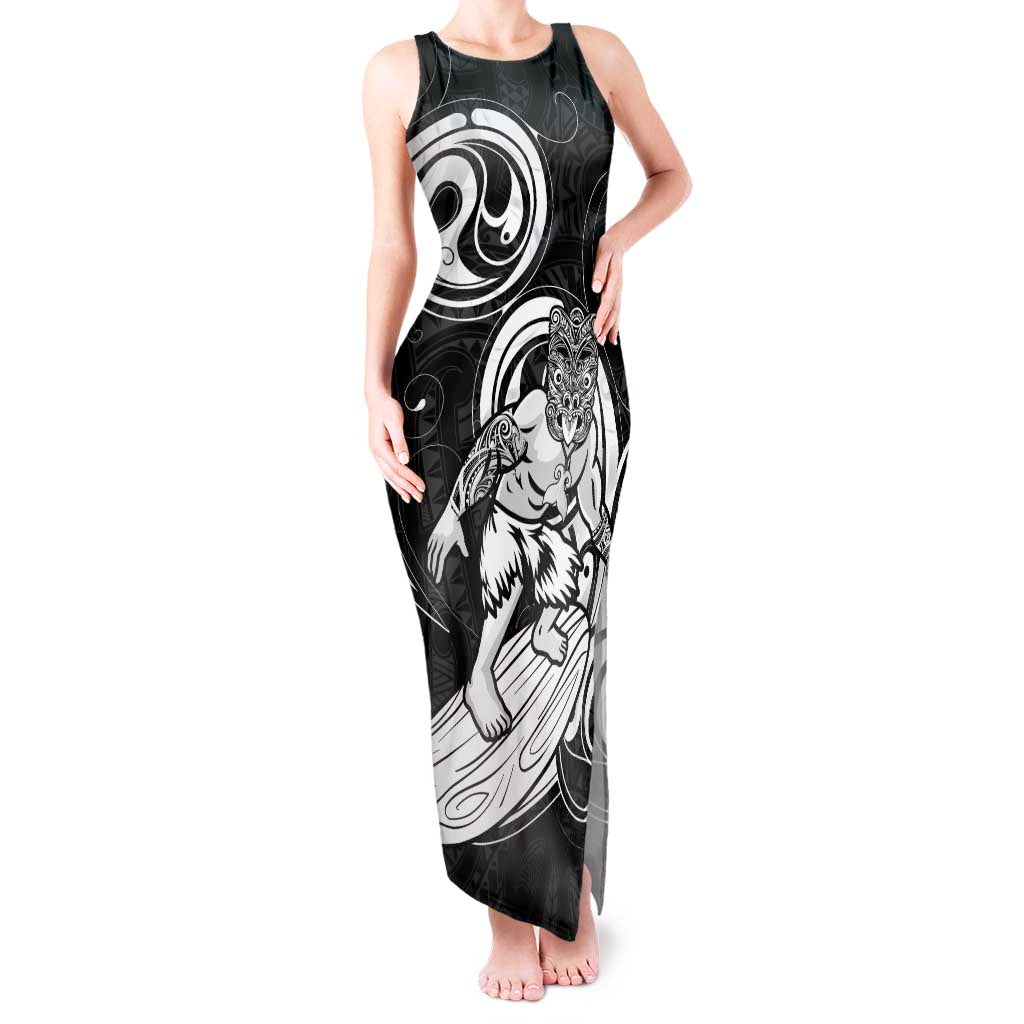 Personalised New Zealand Surfing Tank Maxi Dress Aotearoa Maori Tiki Haka