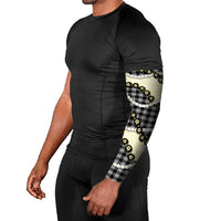 Black Palaka Hawaii Arm Sleeves Kukui Nut Pikake Lei Hawaiian Tapa Pattern LT14 - Polynesian Pride