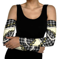 Black Palaka Hawaii Arm Sleeves Kukui Nut Pikake Lei Hawaiian Tapa Pattern LT14 - Polynesian Pride