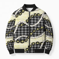 Black Palaka Hawaii Bomber Puffer Jacket Kukui Nut Pikake Lei Hawaiian Tapa Pattern LT14 Unisex Black - Polynesian Pride