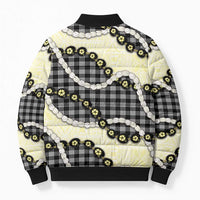 Black Palaka Hawaii Bomber Puffer Jacket Kukui Nut Pikake Lei Hawaiian Tapa Pattern LT14 - Polynesian Pride