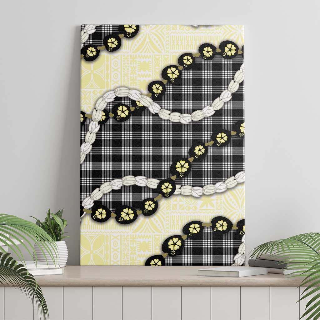 Black Palaka Hawaii Canvas Wall Art Kukui Nut Pikake Lei Hawaiian Tapa Pattern LT14 - Polynesian Pride