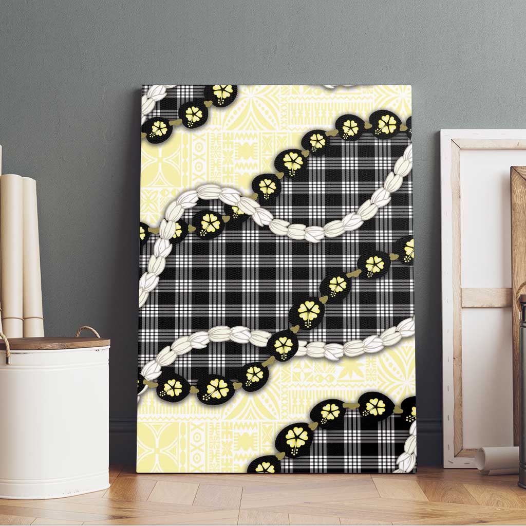 Black Palaka Hawaii Canvas Wall Art Kukui Nut Pikake Lei Hawaiian Tapa Pattern LT14 - Polynesian Pride