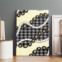 Black Palaka Hawaii Canvas Wall Art Kukui Nut Pikake Lei Hawaiian Tapa Pattern LT14 - Polynesian Pride