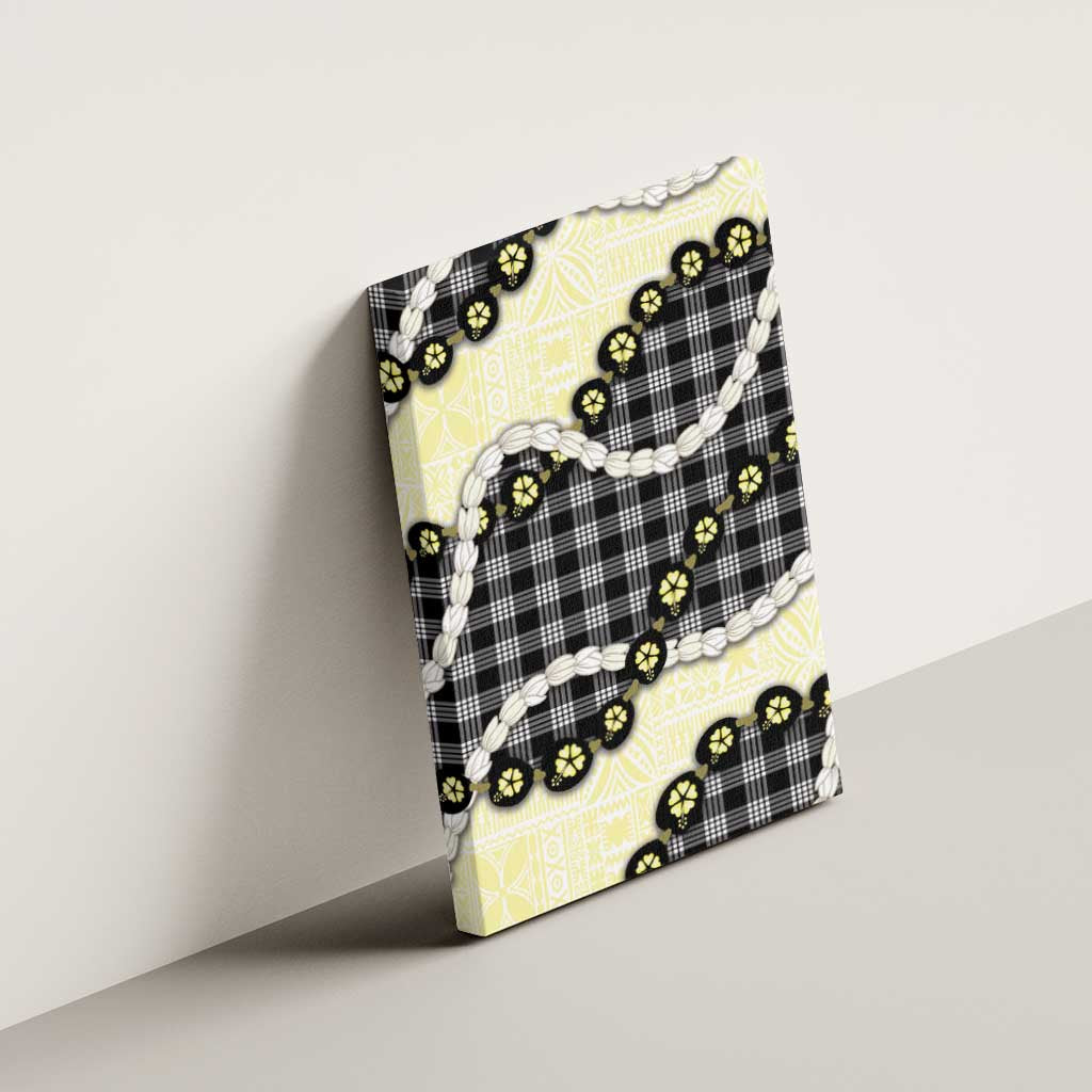 Black Palaka Hawaii Canvas Wall Art Kukui Nut Pikake Lei Hawaiian Tapa Pattern LT14 - Polynesian Pride