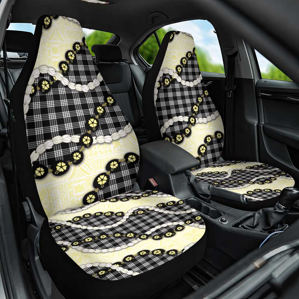Black Palaka Hawaii Car Seat Cover Kukui Nut Pikake Lei Hawaiian Tapa Pattern LT14 One Size Black - Polynesian Pride