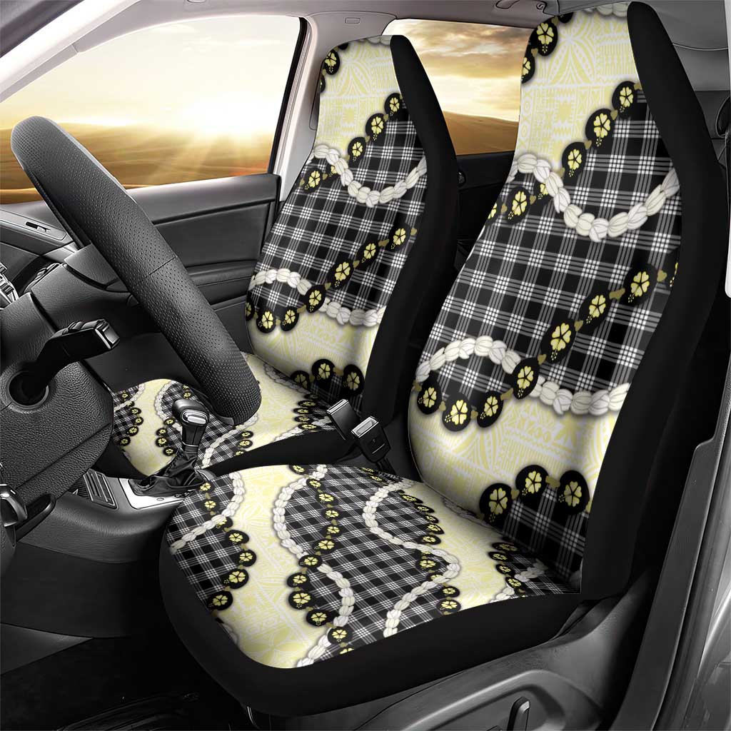 Black Palaka Hawaii Car Seat Cover Kukui Nut Pikake Lei Hawaiian Tapa Pattern LT14 - Polynesian Pride