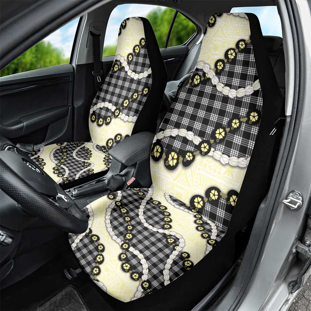 Black Palaka Hawaii Car Seat Cover Kukui Nut Pikake Lei Hawaiian Tapa Pattern LT14 - Polynesian Pride