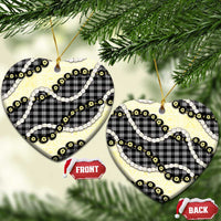 Black Palaka Hawaii Ceramic Ornament Kukui Nut Pikake Lei Hawaiian Tapa Pattern LT14 Heart Black - Polynesian Pride