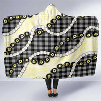 Black Palaka Hawaii Hooded Blanket Kukui Nut Pikake Lei Hawaiian Tapa Pattern LT14 One Size Black - Polynesian Pride
