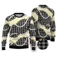 Black Palaka Hawaii Ugly Christmas Sweater Kukui Nut Pikake Lei Hawaiian Tapa Pattern LT14 Black - Polynesian Pride