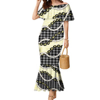 Black Palaka Hawaii Mermaid Dress Kukui Nut Pikake Lei Hawaiian Tapa Pattern LT14 Women Black - Polynesian Pride